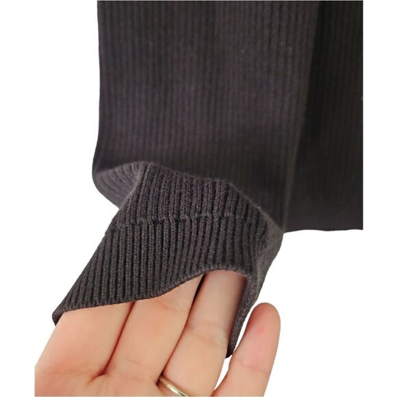 Talbots Cotton Blend Turtle Neck Pullover Ruffled Collar Sweater Black Classy L - Picture 5 of 13